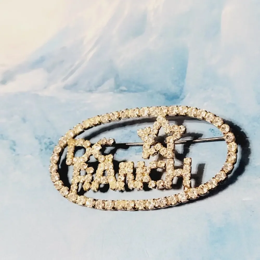 Vintage Rhinestone‎ Souvenir Brooch Pin Star DC Ranch AZ Oval Silver 2.5
